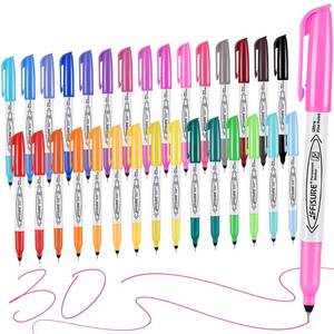 lot 12283 image: Affisure Permanent Markers, Ultra Fine Point Markers Set, 30 Assorted Colors Work on Wood, Plastic, Paper, Metal, Stone, Glass for the Artist��Kids��Adult, 30 Count
