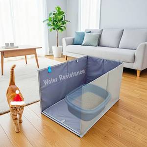 lot 13386 image: GesomePurrz Less-Mess Cat Litter Box Enclosure, Open Top High Side, 26�17�17 Extra Large Water Resistance Splash Guard for Cat Litter Boxes