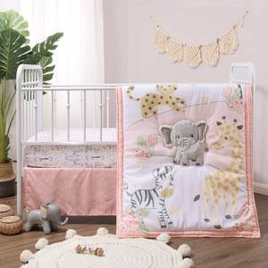 lot 13395 image: The Peanutshell 3 Piece Baby Crib Bedding Set for Girls - Newborn, Infant & Toddler Nursery Bed Set Decor with Fitted Crib Sheet, Dust Ruffle, Crib Comforter - Wildest Dreams
