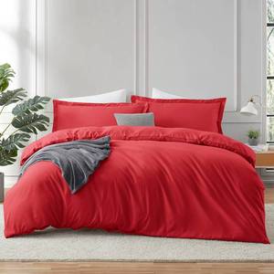 lot 13411 image: Hearth & Harbor Red Duvet Cover Queen Size - 3 Piece Queen Duvet Cover Set, Soft Double Brushed Queen Size Duvet Covers with Button Closure, 1 Duvet Cover 90x90 inches and 2 Pillow Shams