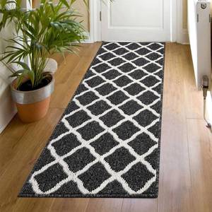 lot 13414 image: SHACOS Washable Runner Rug 2x6 ft Non Slip Entryway Kitchen Runner Rug Long Door Mats Rubber Backing Carpet Runners for Hallway Garage Laundry Room, Black