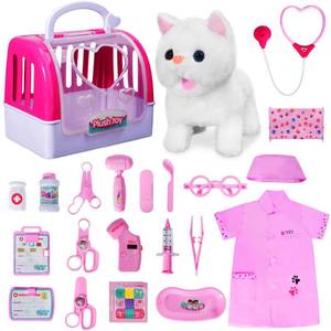 lot 13415 image: Doctor Kit for Girls -Vet Play Sets for Kids, Pretend Play Doctor Set with Pet Cage and Kitten Toy, Doctor Play Gift for Kids Toddlers Ages 3 4 5 6 Year Old for Role Play (White Kitten)