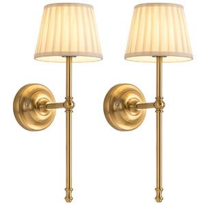 lot 13416 image: KDG Cordless Wall Sconces Set of 2, Small Wireless 5200mAh Rechargeable Battery Fabric LED Wall Lamps, Portables Lightings for Wall Painting, Living Room, Bedroom, Hallway, Gifts, Night Light (Gold)