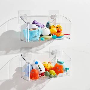 lot 13426 image: CQUNM Bath Toy Storage Holder for Bathtub, Clear Bath Toy Organizer Large Capacity Bathtub Toy Storage Shower Caddy for Bathroom (2 Large)