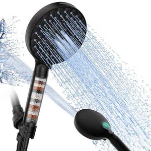 lot 13438 image: SR SUN RISE Filtered Shower Head with Handheld, High Pressure 9 Spray Mode Matte Black Showerhead with Filters, detachable shower head,Water Softener Filters Beads for Hard Water - Remove Chlorine