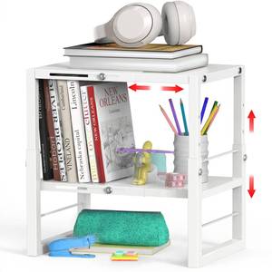 lot 13440 image: Locker Organizer Shelf White, Metal Adjustable Width and Height, Ideal Locker for School, Office, and Gym Lockers, Extends Locker Storage Organization