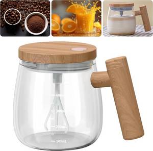 lot 13442 image: HUFATWINS Self Stirring Mug, Electric Mixing Cup Lightweight Self Stirring Coffee Mug Electric High Speed Mixing Cup For Stir Mixed Drink Milk Protein for Office Home 400ml (Clear)
