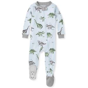 lot 14259 image: Burts Bees Baby Baby Boys Pajamas, Zipfront Nonslip Footed Pjs, Organic Cotton Baby and Toddler Sleepers, Happy Herbivores, 18 Months US