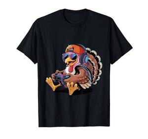 lot 14260 image: Funny Thanksgiving Gamer Turkey Gaming Boys Kids Teens T-Shirt size medium