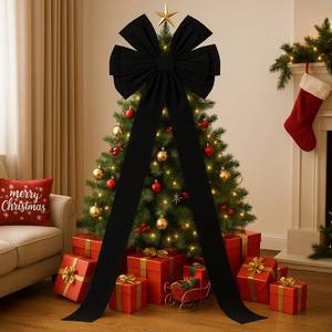 lot 14265 image: Hungdao Extra Large Christmas Tree Topper Bows 70.9 x 19.7 Inch Giant Oversized Huge Christmas Velvet Decorative Bows with Long Streamers for Tree Front Door Patio Outdoor Decor(Classic,Black)