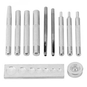 lot 14267 image: 11pcs Punch Tool Punch Snap Kit, Leather Craft Snap Fastener Setter Rivet Setting Round Hole Punch Die Tools for Punch Hole and Install Rivet Button (Rivet Setter with Base)