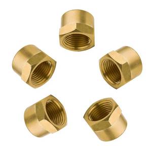 lot 14272 image: Legines Brass Pipe Fitting Cap 14 NPT Female Hex Head 1200psi High Pressure, 5pcs