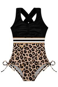 lot 14286 image: BFUSTYLE One Piece Swimsuit 10-11 Years Girls Bathing Suit Leopard Swimwear Size 10 Kids Swimming Suits