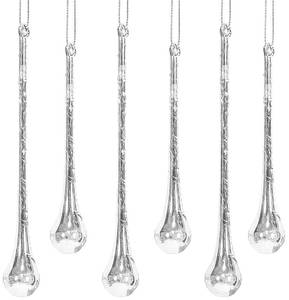 lot 14295 image: Red Co. 6 and 8 Decorative Silver Glass Icicle Drop Hanging Christmas Tree Ornaments, Holiday Season D�cor �� Set of 6