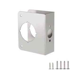 lot 14296 image: NAUBEA Door Reinforcement Plate, Stainless Steel, Fits 1-34 Doors, 2-38 Backset, Lock and Door Reinforcer Security, Door KnobLockLatchDeadbolt Cover Plate, Reinforce and Repair WoodMetal Doors