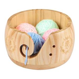lot 14300 image: LOVEGRASS Wood Yarn Bowl, Knitting Yarn Bowl with Holes, Wooden Yarn Bowl for Crocheting & Knitting Hand Made