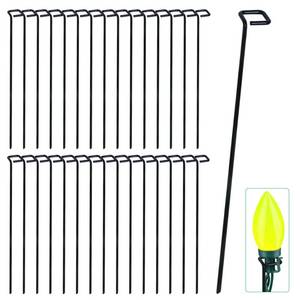 lot 14314 image: Bylion 30 Pack Metal Christmas Light Stakes - Outdoor Light Stakes - 9.8 Inch Christmas Yard Stakes for C7 C9 Universal Yard Lawn Stakes for Holiday Lights Use on Garden Lawn Patio Path Walkway