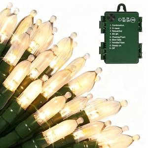 lot 14325 image: Vruxuri Battery Operated Christmas Lights, 18 FT 50 LED Clear Mini String Lights, 8 Modes with Timer Waterproof Tree Lights for Xmas Indoor Outdoor Holiday Home Decor, Warm White