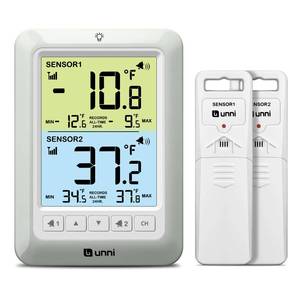 lot 14339 image: U UNNI Refrigerator Thermometer with Alarm, Digital Wireless Fridge and Freezer Thermometer, Max Min Temperature Records with Magnetic & Stand Options for Home Restaurant