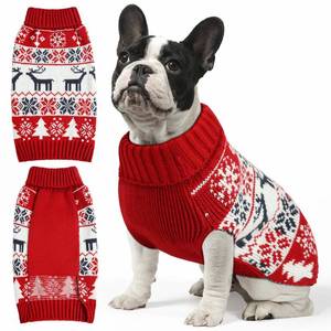 lot 16090 image: Christmas Dog Sweaters for Small Medium Large Dogs and Cats,Pet Soft Warm Holiday Outfit Girl & Boy,Pup Winter Clothes Turtleneck Double Knitting Collar for Outdoors Playing (Deer, M)