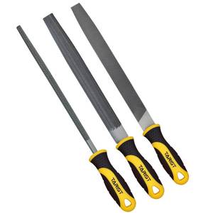 lot 16093 image: TARIST Metal File Set, 3-Piece, 8-inch,Professional Carbon Steel File, Includes FlatHalf-RoundRound,Work for Metal, Wood and More