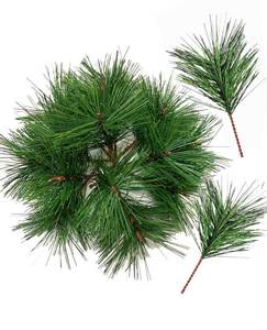 lot 16096 image: Luxdesc Artificial Green Pine Needles Branches Fake Small Pine Twigs Stems Evergreen Picks 30 Branch for Christmas Greenery Arrangements Wreaths Holiday Tree Decorations