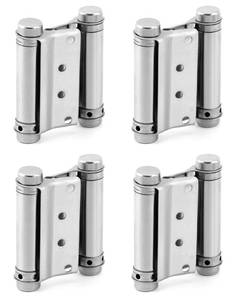 lot 16101 image: QWORK Heavy Duty Cafe Saloon Bars Door Swing Hinges, 4 Pack 3 Stainless Steel Self Closing Swing Hinges, Double Action Spring Door Hinges