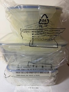 lot 155 image: Lock & Lock Plastic Storage Containers - 9 Pieces Total, 3 Sets of 3, New in BoxWrapped, Please See PicsRead Desc