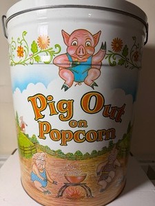 lot 158 image: Large Pig Out on Popcorn Tin