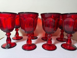 lot 161 image: Vintage Red Imperial Glasses (set of 8)