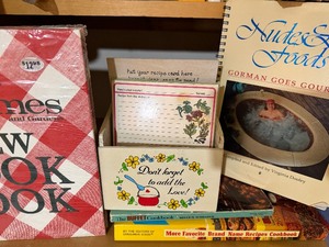 lot 173 image: Cookbooks and Wood Recipe Box, Better Homes is New (sealed)
