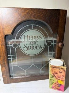 lot 189 image: Vintgage Herb and Spice Cabinet Full of Vintage Kitchen Items, See PICTURES
