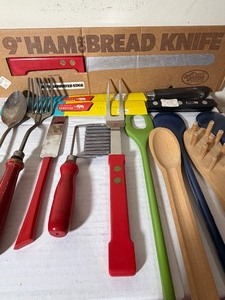 lot 201 image: Vintage Kitchen Utensils and Knives, Most Like New