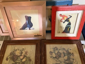 lot 228 image: Vintge Wall Art - Shoes, Ladies and Flowers