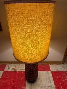 lot 276 image: MCM Black and Red Lamp w Shade, Very Big, Over 50