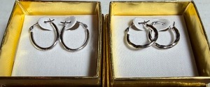 lot 294 image: Jewelry - White Gold Hoop Earring Sets, Marked