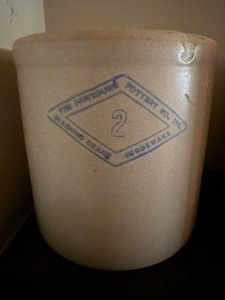 lot 255 image: Crock - 2 Gallon, Pittsburg Pottery Diamond Brand