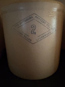 lot 256 image: Crock - 2 Gallon, Pittsburg Pottery Diamond Brand
