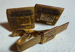 lot 307 image: Cuff Links and Tie Clip, All Marked 10K