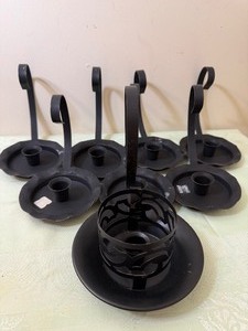 lot 339 image: Black Metal Candle Holders