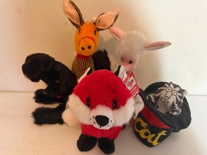 lot 346 image: Vintage Plush Toys, Dogs, Donkey, Fox and Cat
