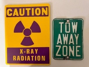 lot 362 image: Vintage Radiation and Tow Away Signs