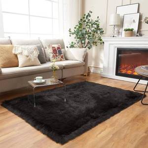 lot 141856 image: EasyJoy Ultra Soft Fluffy Shaggy Area Rug Faux Fur Rug Chair Cover Seat Pad Fuzzy Area Rug for Bedroom Floor Sofa Living Room (4 x 6 ft Rectangle, Black)