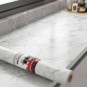 lot 141858 image: Decotalk 30 x 120 inch Marble Contact Paper Self Adhesive Wallpaper Stick and Peel Grey White Granite Countertop Contact Paper Decorative Wall Paper for Kitchen Backsplash Cabinets Island Furniture