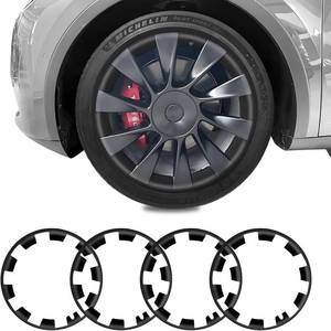 lot 141865 image: 20 Inch Wheel Rim Protector for Tesla Model Y 2020-2024, 4PCS ABS Wheel Rim Guard Hubcap Cover Car Protection Tire, Tire Trim Rings for Curb Rash Prevention Model Y Accessories, Matte Black