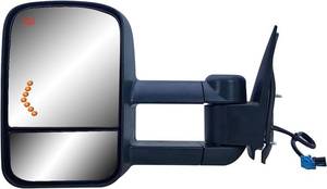 lot 141872 image: Driver Left Side Door Towing Mirror Power and Heated with Signal Light on Glass Textured Back Cover For Chevy Silverado Sierra 1500 2500 3500HD from 2003 to 2006