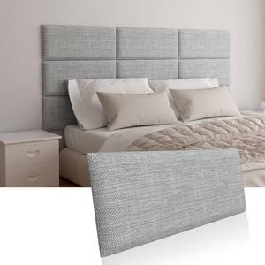 lot 141890 image: Upholstered Wall Mounted Headboard for Twin in Light Grey, Peel and Stick Wall Padding Panel Terry Cloth, 4 Panels Sized 9.84 x 23.62