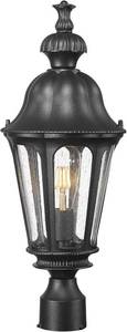 lot 141900 image: HWH Outdoor Post Lights Lamp Post Light Fixture, 22 Large Post Lamp Pole Lantern with Seeded Glass, Exterior Column Pillar Lights Waterproof, Matte Black, 5HW90P-M BK