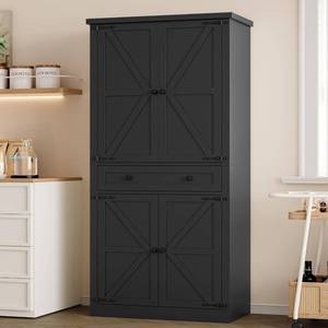 lot 141902 image: Retails for $190 BORNOON Pantry Organizers and Storage Cabinet, 70 Barn Door White Kitchen Cabinet with Drawers and Adjustable Shelf, Tall Pantry for Kitchen, Dining Room, Living Room Bedroom