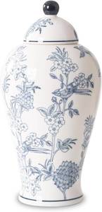 lot 241790 image: Magclay Ceramic Decorative Jars with Lid, Chinoiserie Ginger Jar for Home Decor, Vase Decor, Flowers and Birds, Blue and White